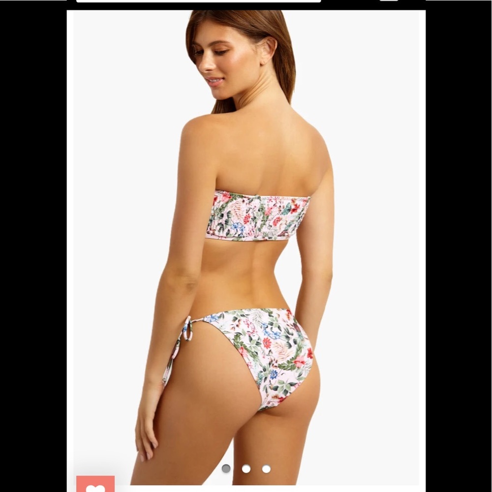 Minkpink pink floral print bandeau high cut tie bikini set XS S - Picture 6 of 11